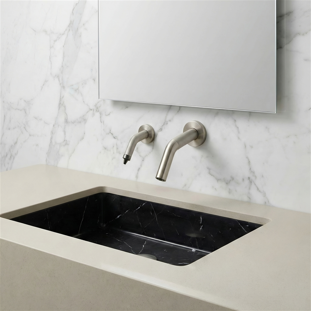 Coordinated matte and polished finish options for touchless faucets in phased renovation projects