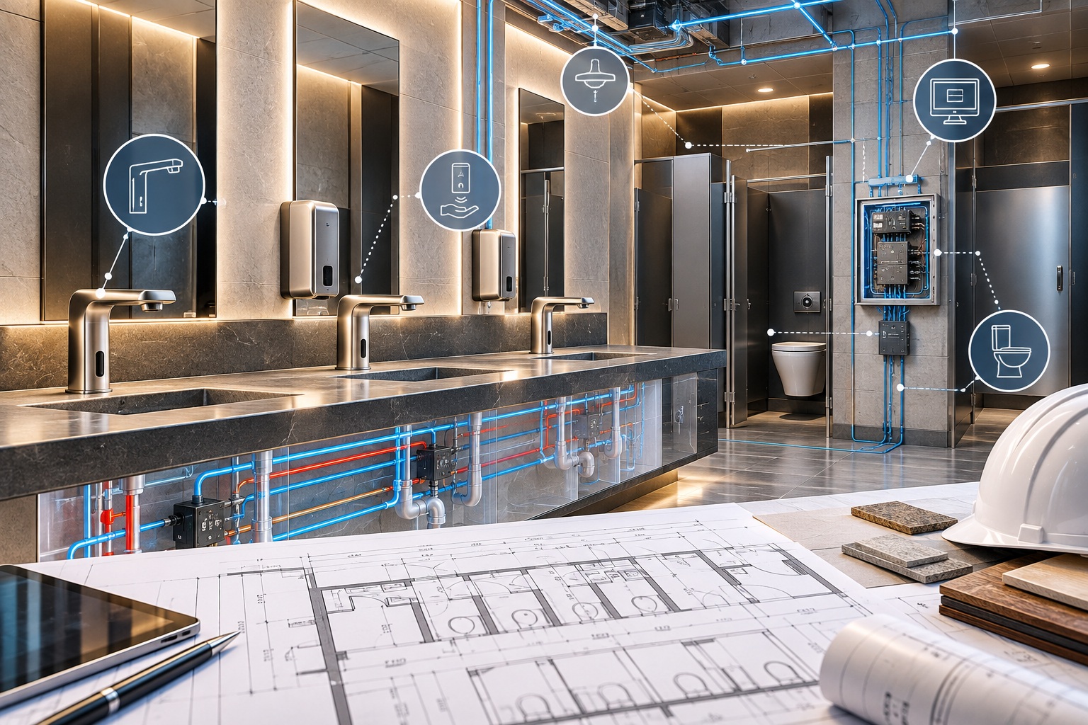 Touchless restroom design coordination for architects engineers contractors and facility teams