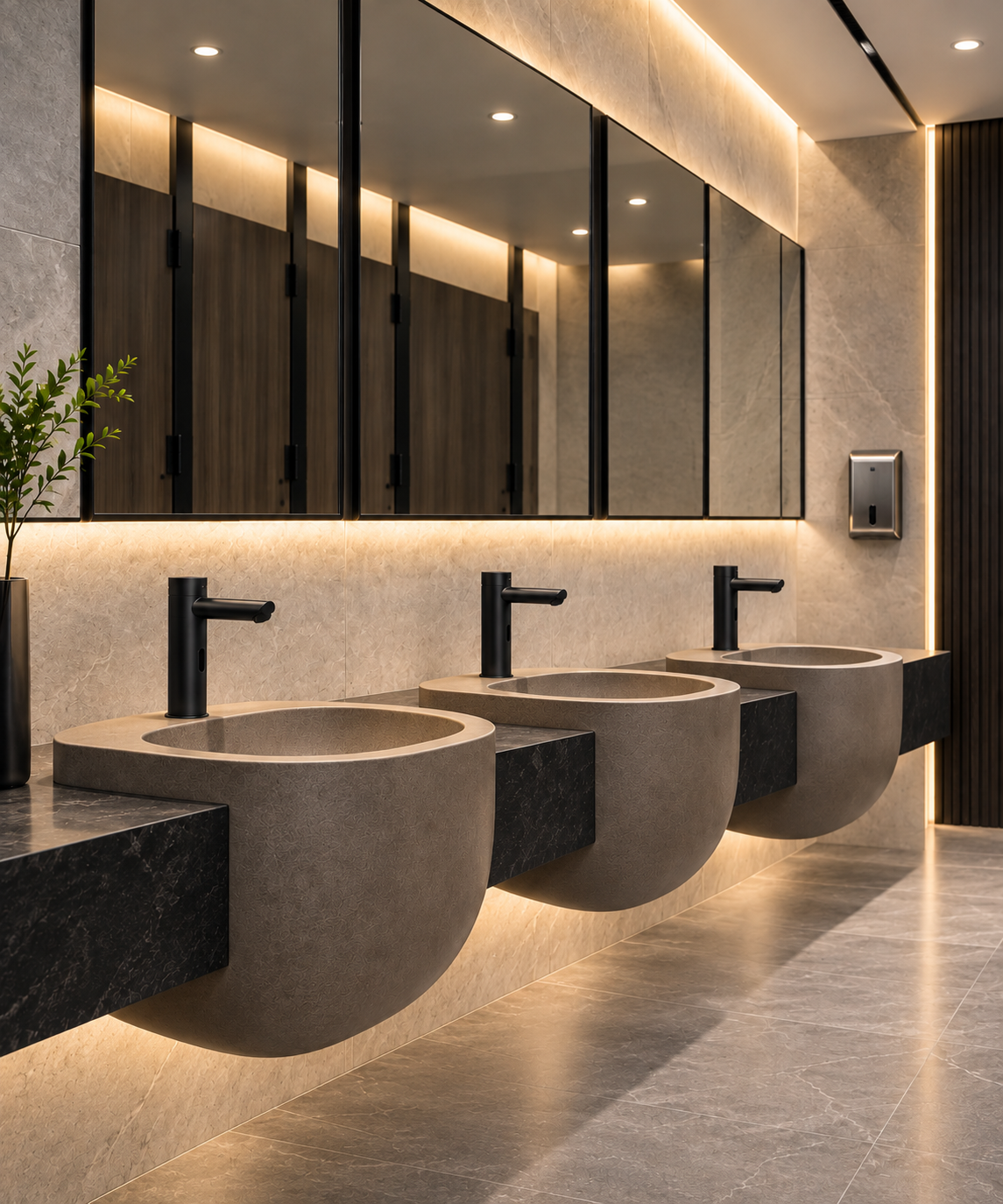 Smart commercial restroom water-saving interface